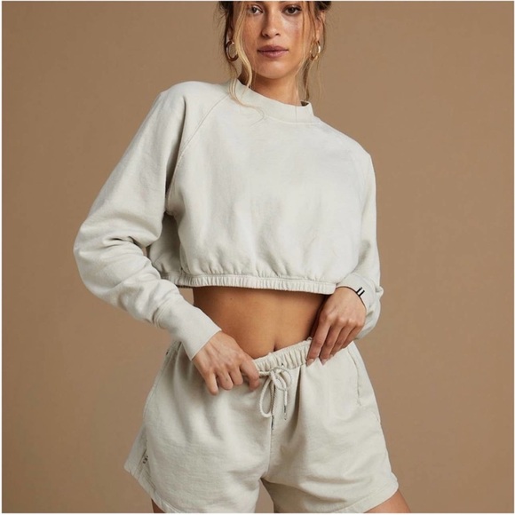 sivan ayla Tops - Tan + Lines by Sivan Ayla tan cropped sweatshirt top crewneck